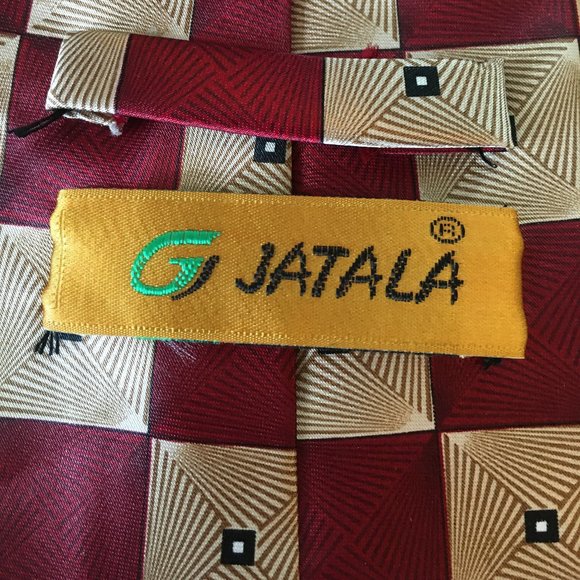 Jatala Men's Neck tie 100% silk red tan - Picture 4 of 4